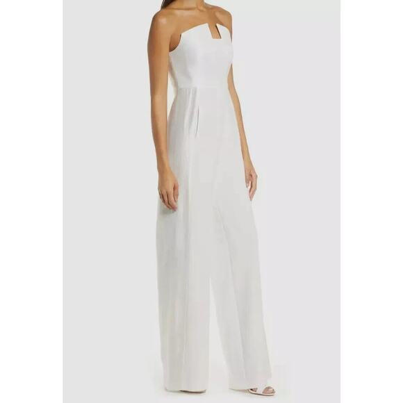 Black Halo NWOT Women's Lena Color Block Strapless Jumpsuit White Size 10 - Picture 7 of 8